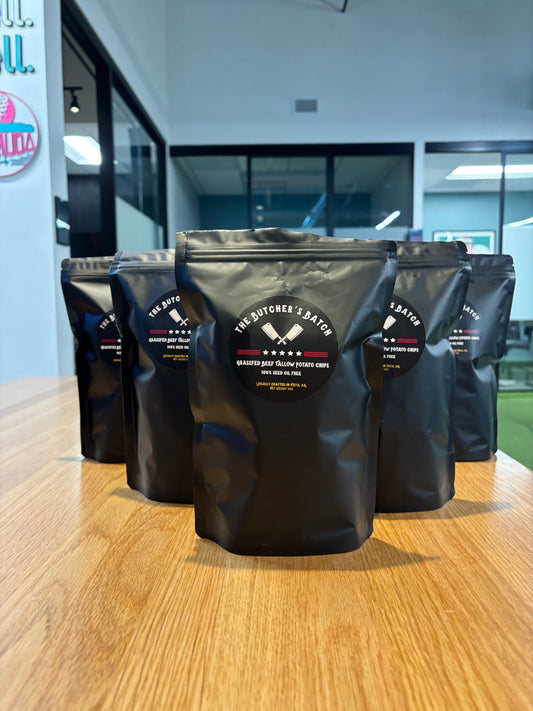 bags of butcher's batch beef tallow chips